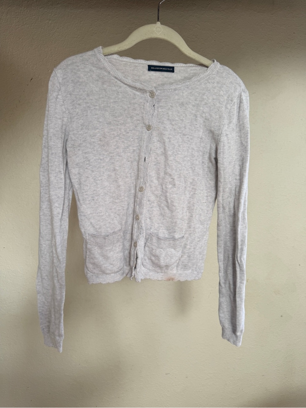 Brandy Melville Heather Light Gray Button-Up Cardigan